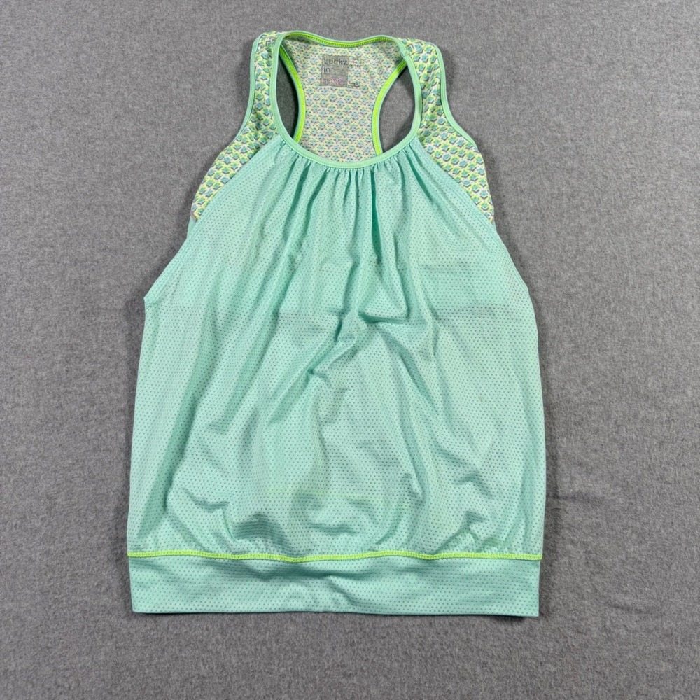 Lucky in Love Womens Mint Green Mesh Racerback Tennis Pickleball Tank Top Medium